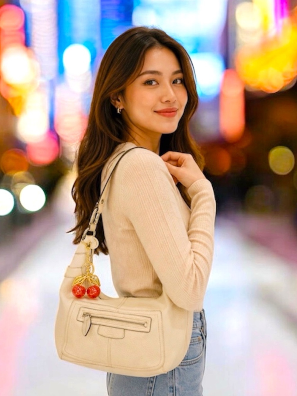 Vintage style Coach soho Shoulder Bag soft leather with Cherry Charm – Women Bag